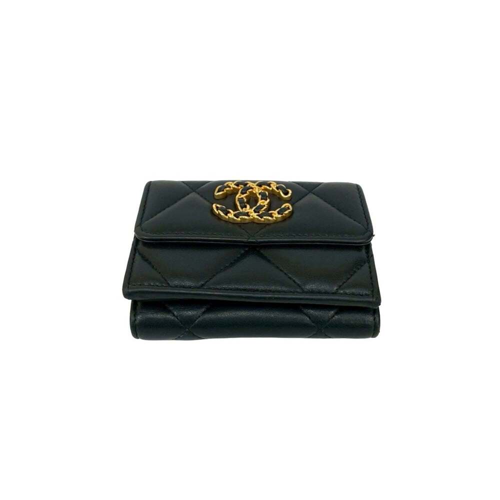 CHANEL Authentic Black Lambskin Leather Logo Wallet - Picture 6 of 10